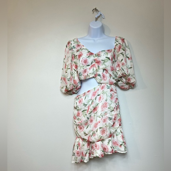 Hello Molly Floral Lovers Dress Cut Out Line Mini Dress M US 6 AU 10 - Picture 4 of 8